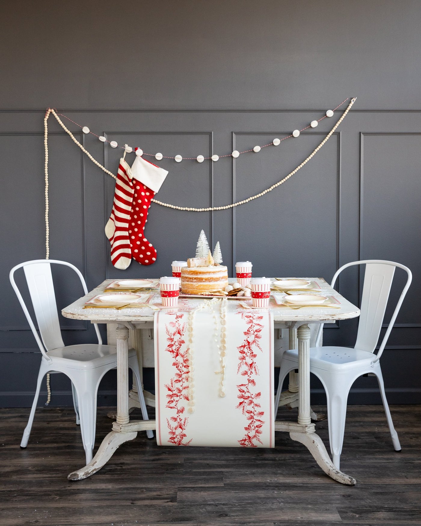 Red Holly Paper Table Runner