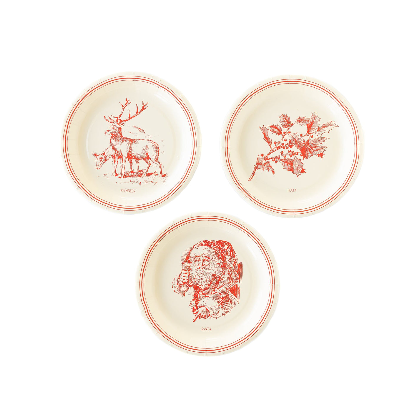 Red Vignette Christmas Paper Plate Set