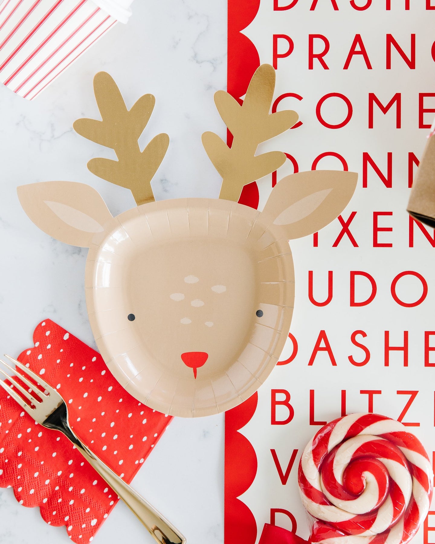 Dear Rudolph Reindeer Paper Plates.
