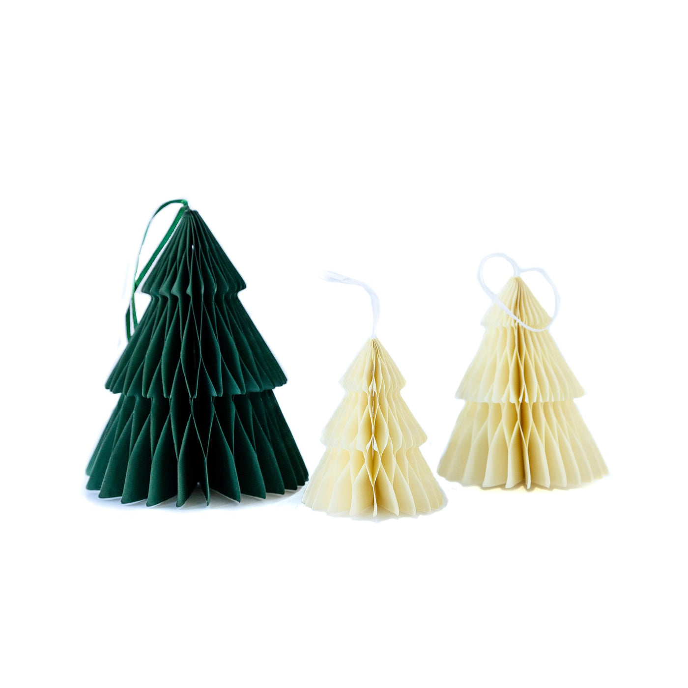 Paper Honeycomb 3D Green & Cream Trees