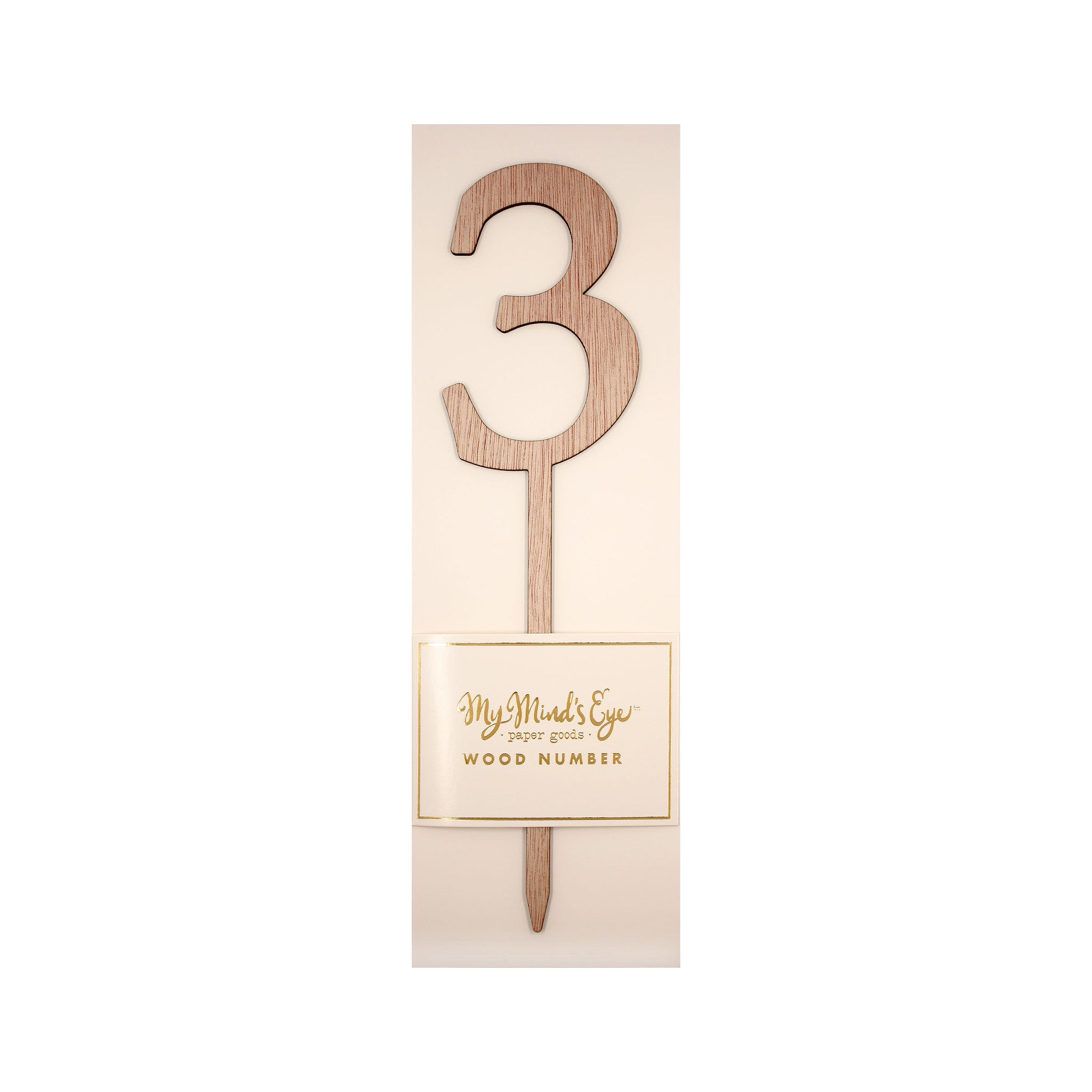 Botanical Wood Number 3 Cake Topper.