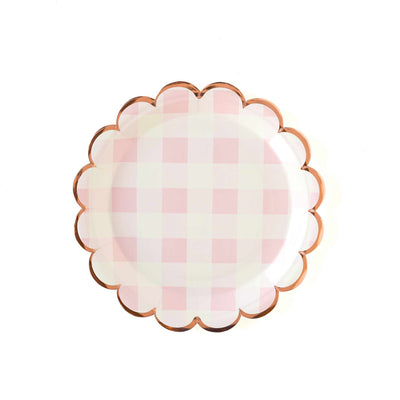 Cake By Courtney Pink Buffalo Plaid Scalloped 9" Plates - My Mind's Eye Paper Goods
