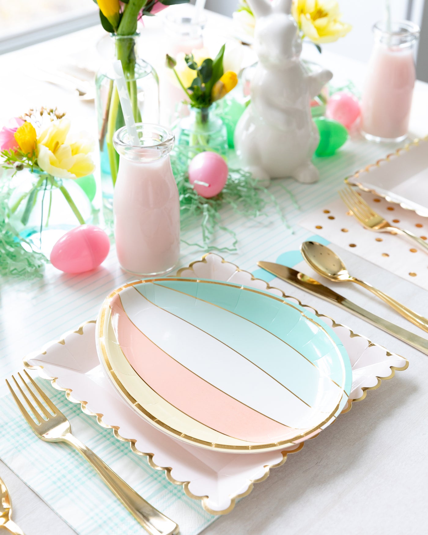 Happy Easter Egg Shaped Paper Plates