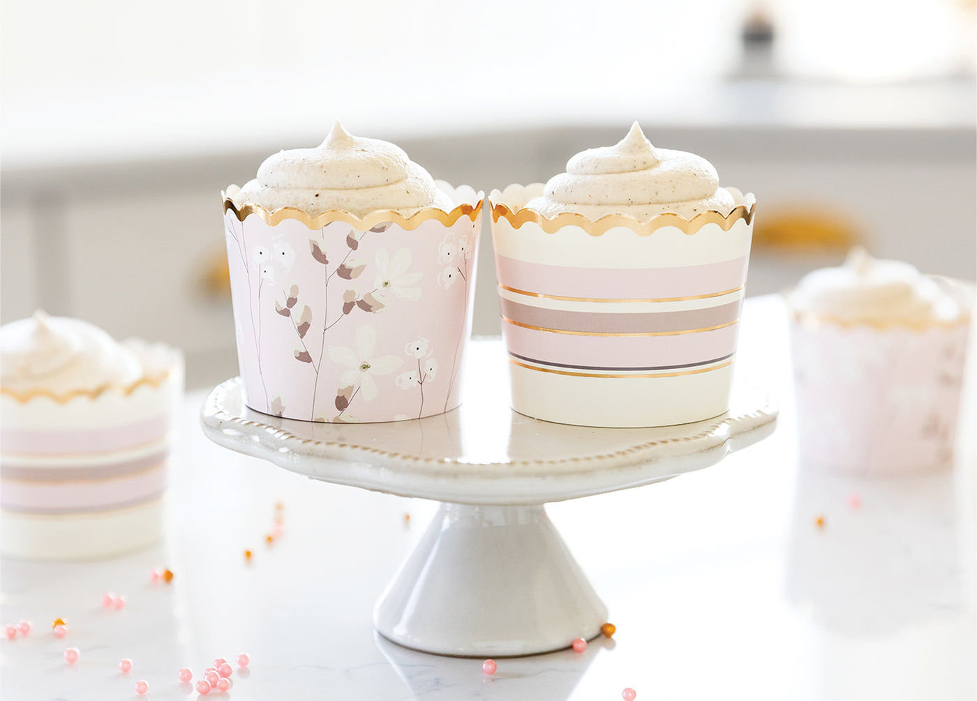 Gold Foiled Pink Floral Baking/Treat Cups