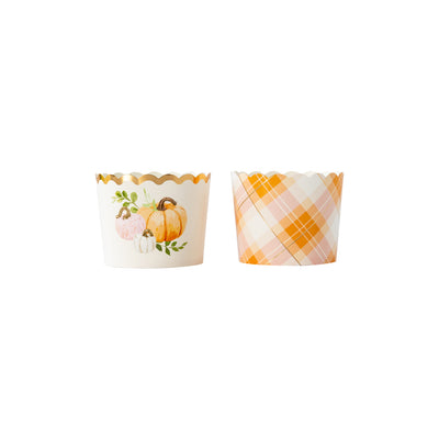 Gold Foil Pink/Orange Plaid Baking/Treat Cups (50 pcs)