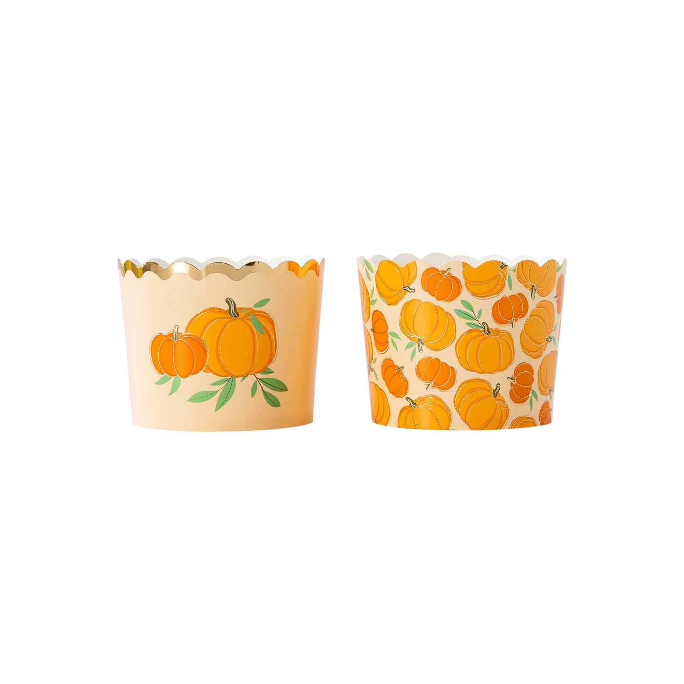 Gold Foil Farm Pumpkins Baking/Treat Cups (50 pcs)