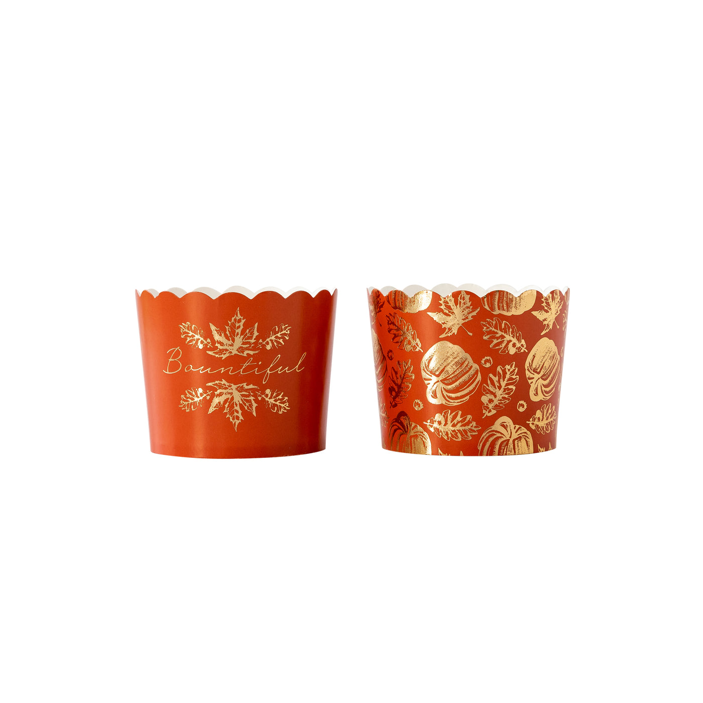 Gold Foil Burnt Orange Icons Baking/Treat Cups (50 pcs)
