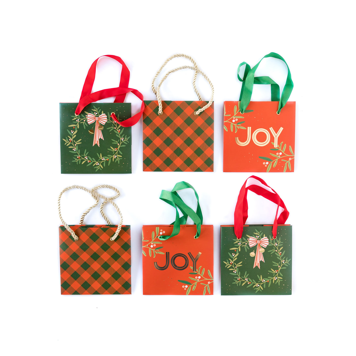 Christmas Wreath Mini Gift Bag Set (set of 6)