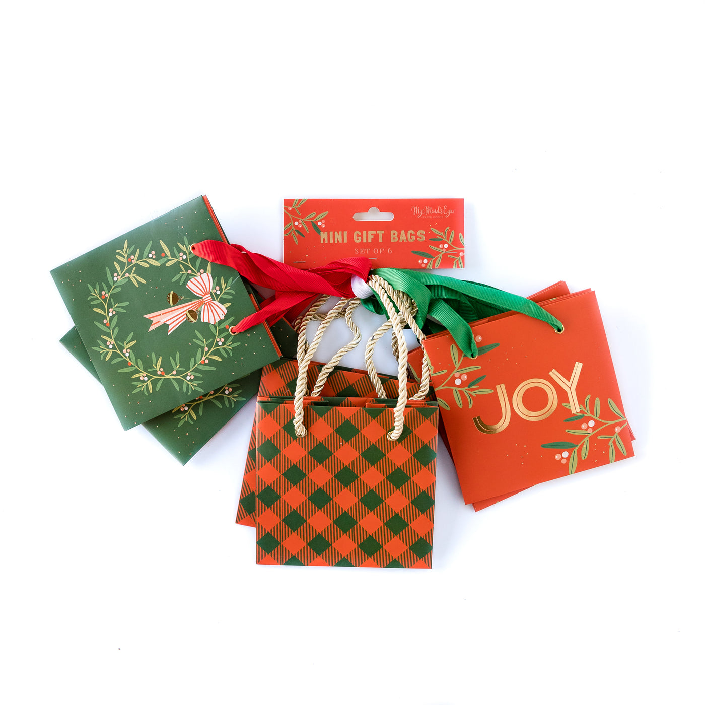 Christmas Wreath Mini Gift Bag Set (set of 6)