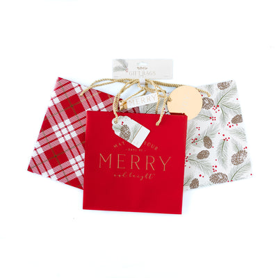 Merry and Bright Mini Gift Bag Set (set of 6)