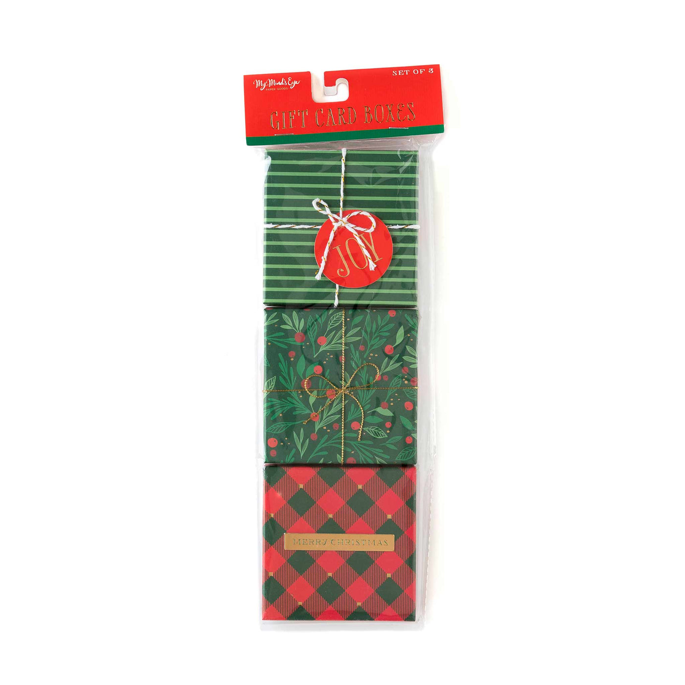 Red and Green Gift Card Boxes (Set of 3) - My Mind's Eye Paper Goods