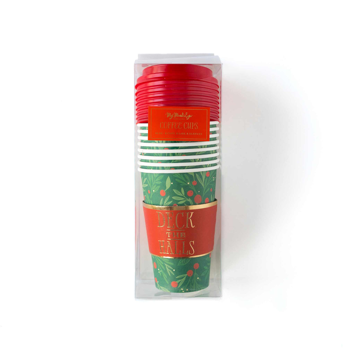 Deck the Halls Coffee Cups 8 count - My Mind's Eye Paper Goods