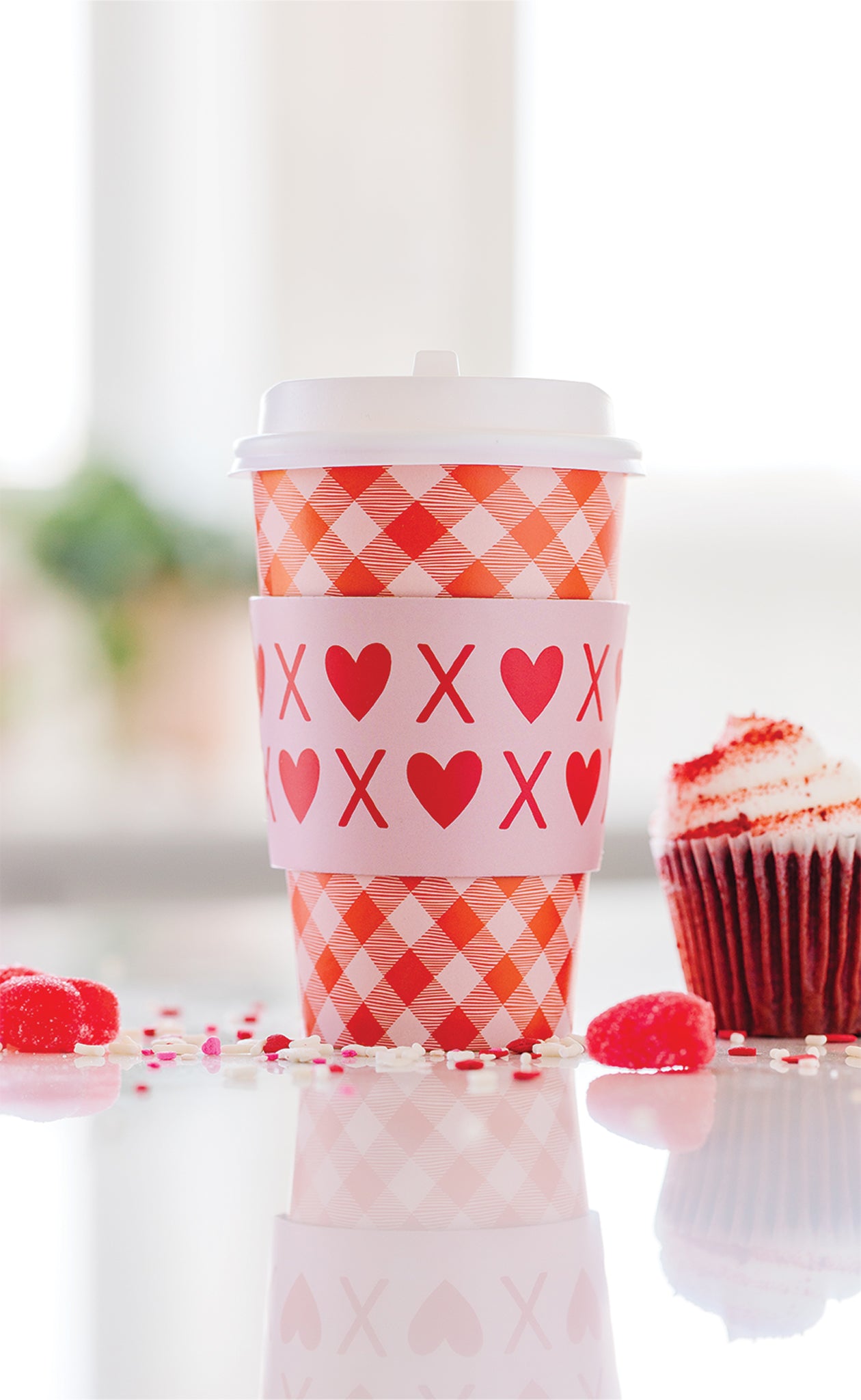 Red and Pink Gingham To Go Cups