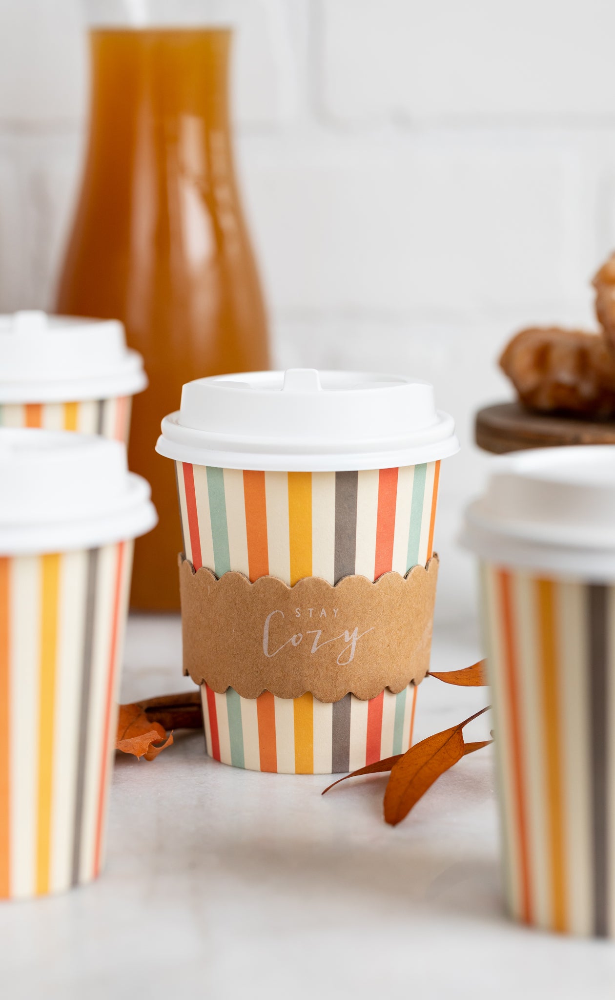 Harvest Stripes To - Go Cozy Cups 8 count