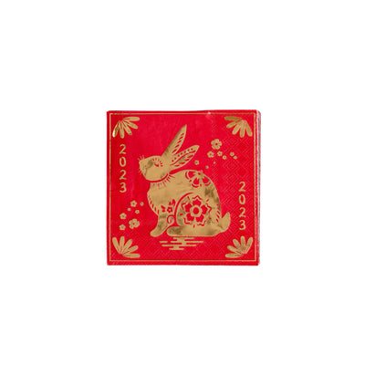 Lunar New Year Foiled 2023 Rabbit Cocktail Napkin