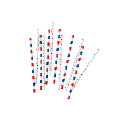 Red/White/Blue Stripe Reusable Straws