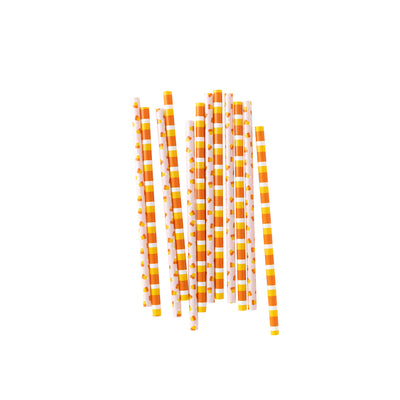 Pink Candy Corn/Stripes Reusable Straws