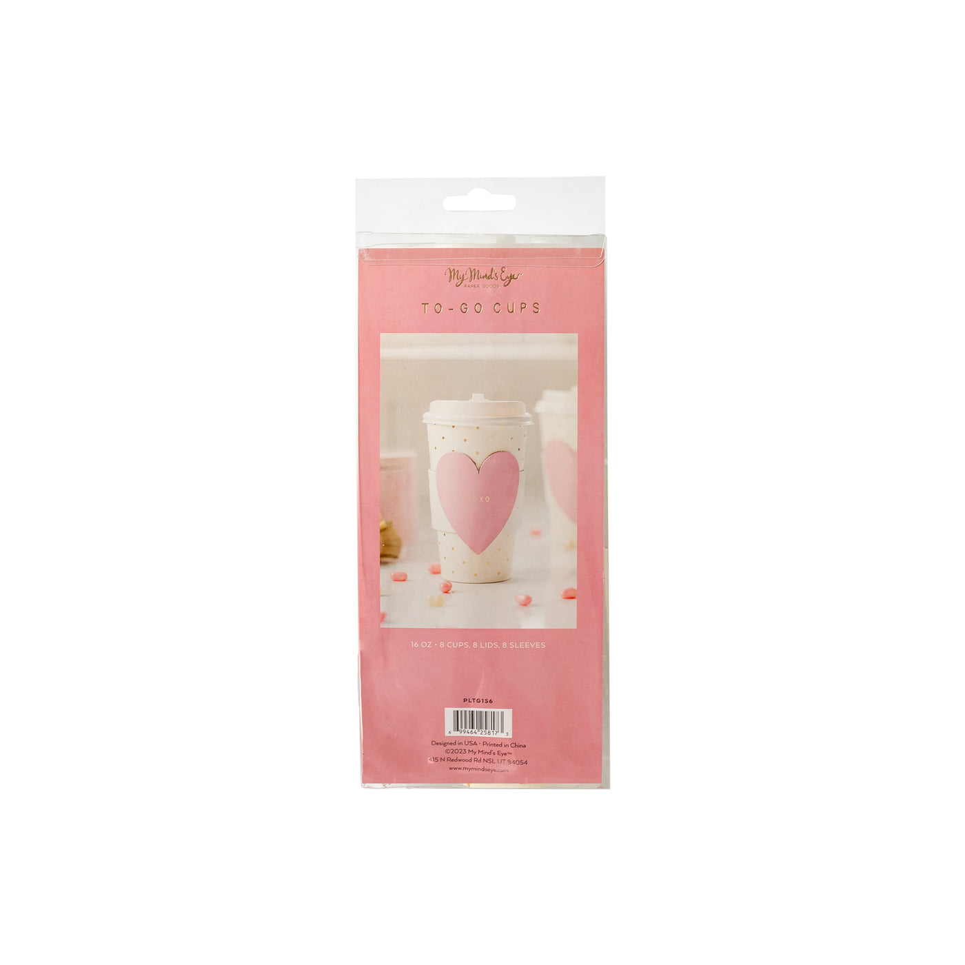 Pink XOXO Heart Cozy To-Go Cups (8 ct)