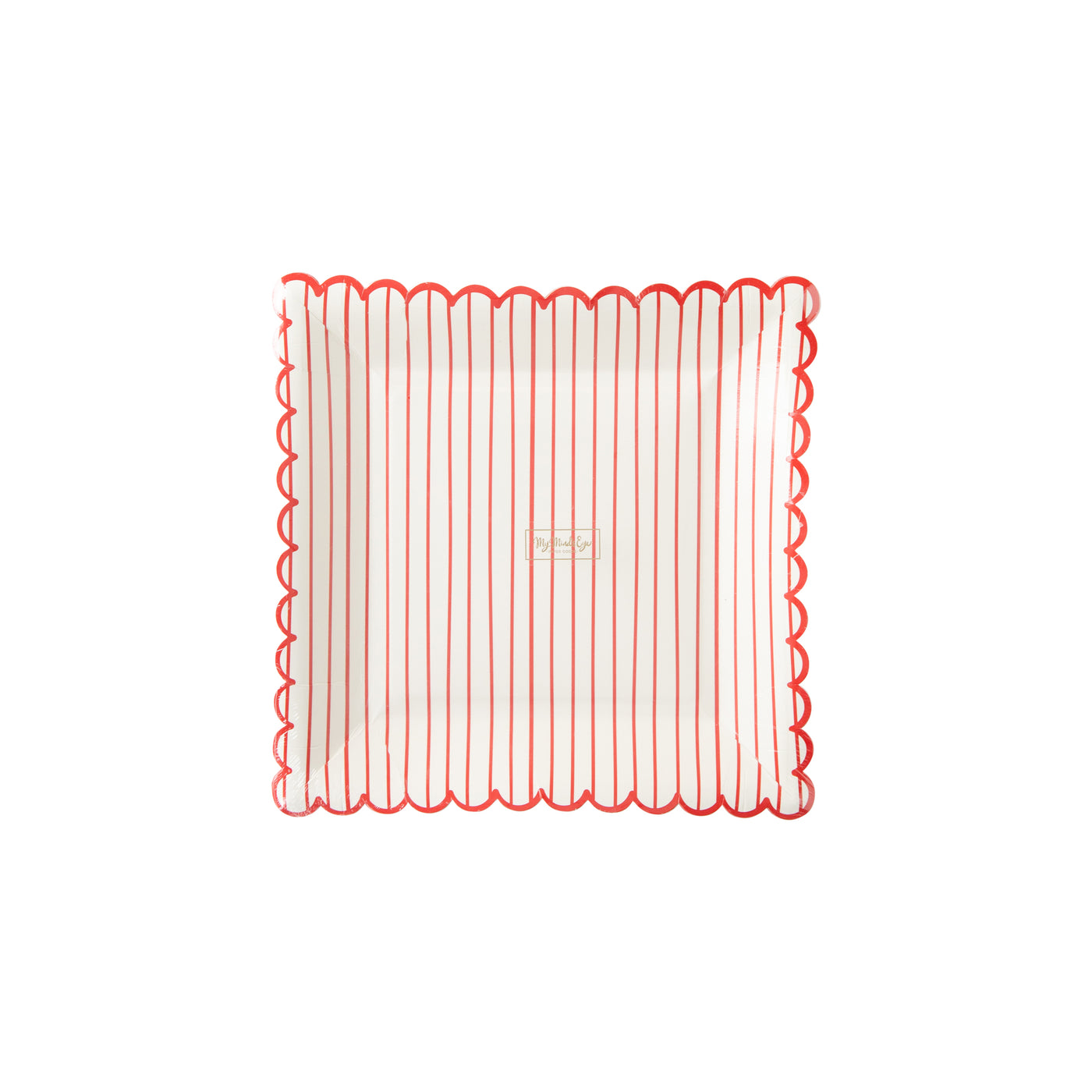 Valentine Red Striped Scalloped Plate