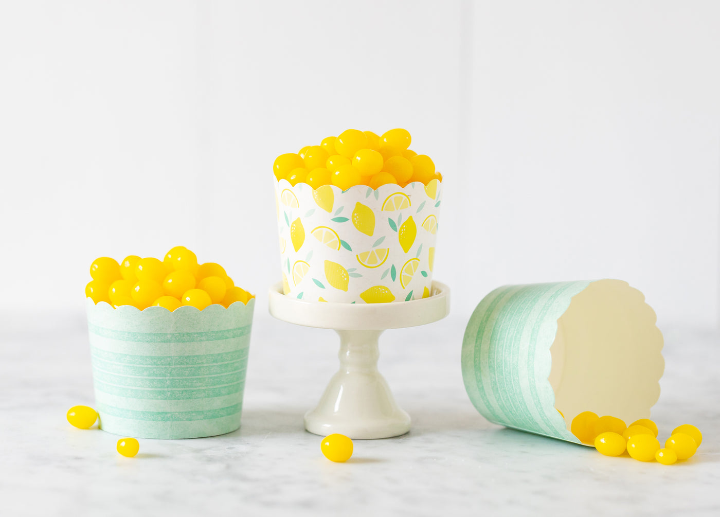 Lemon Blue Stripe Baking/Treat Cups