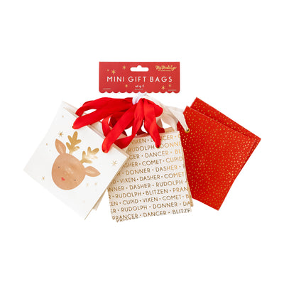 Reindeer Mini Gift Bag Set of 6